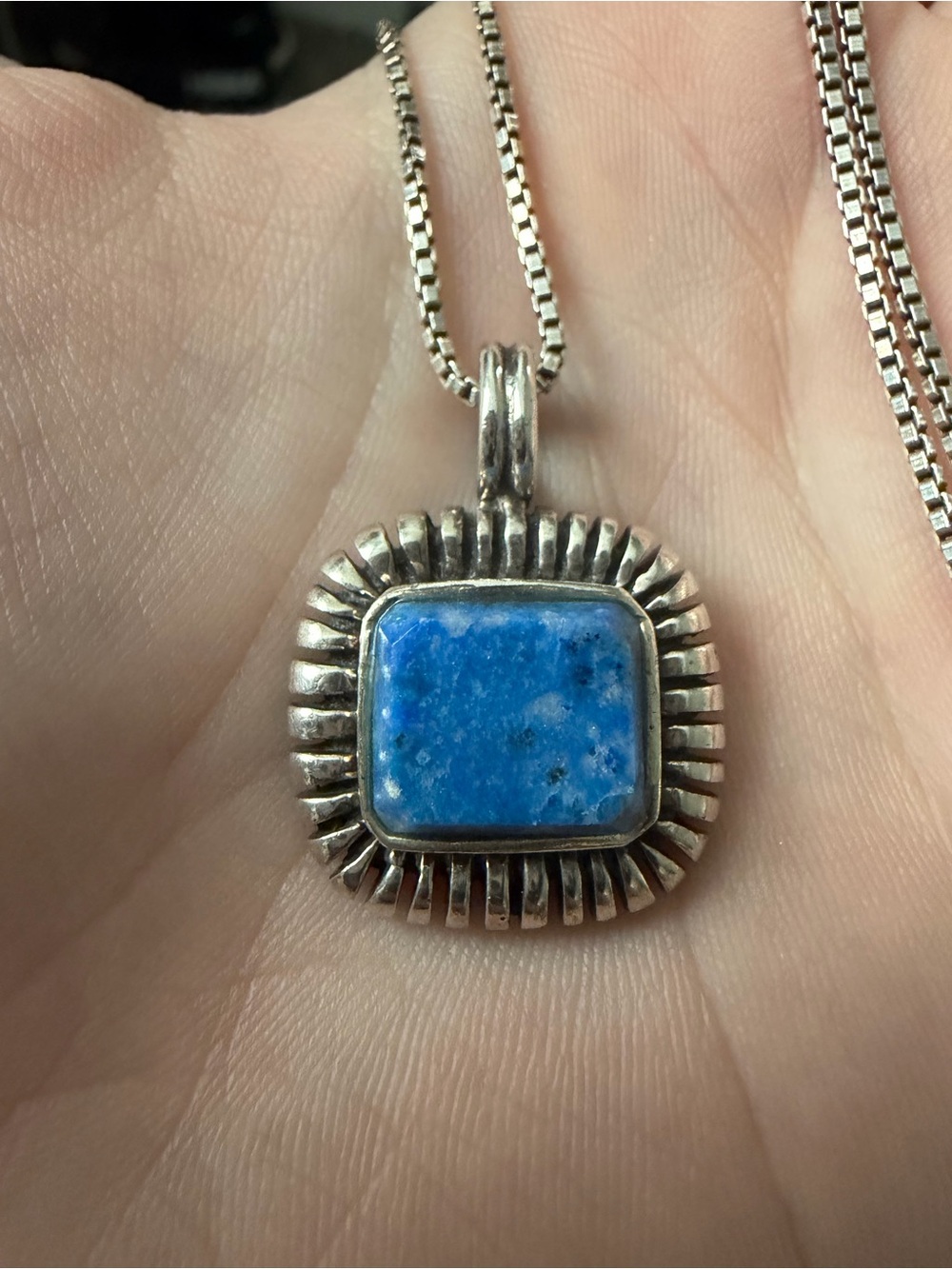 Sterling Silver Denim Blue Lapis Lazuli Stone Pendant Necklace